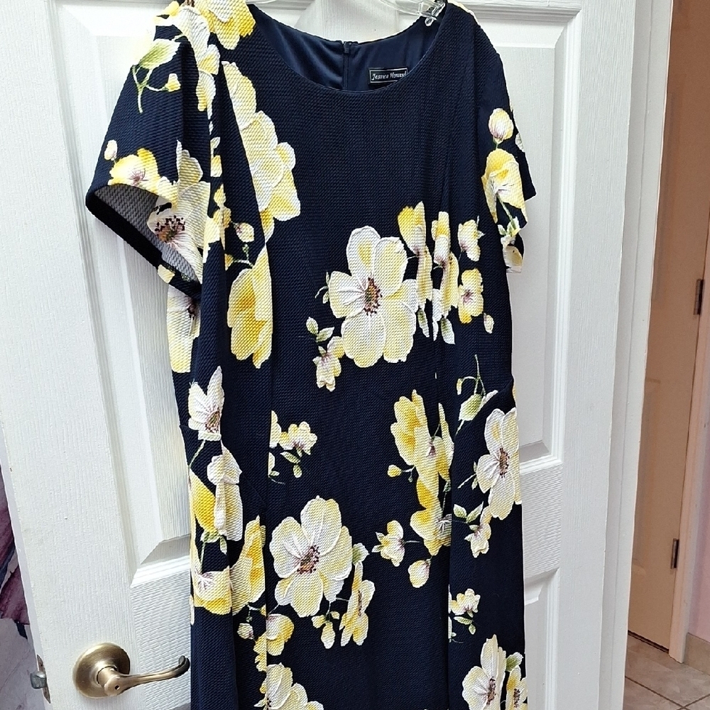 Y womens Jessica Howard Lined Zipper Floral Plus Size Dress 18W. EUC